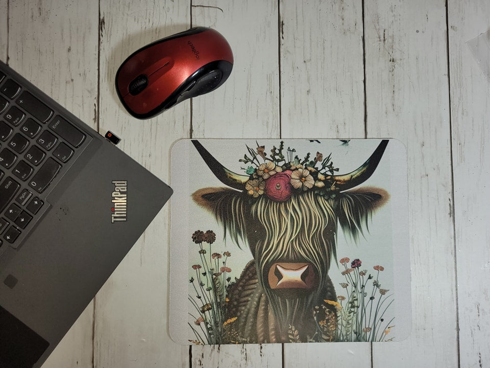 Floral Cow Mousepad